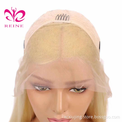 European Remy 613 Blonde lace frontal bob double drawn human hair wig, wholesale popular brazilian human hair ear to ear  wig